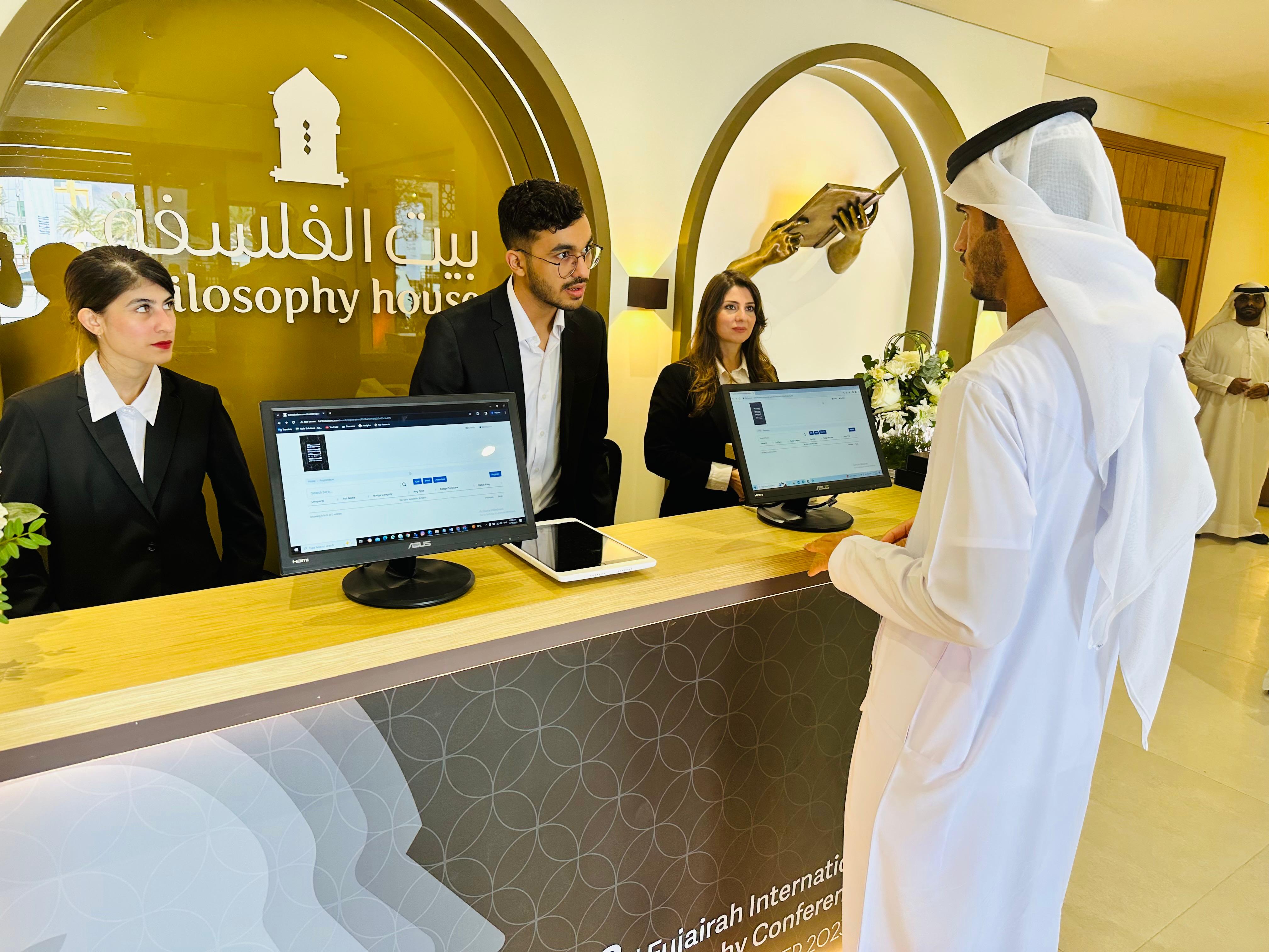 Professional onsite badge printing station corporate event UAE 2026
